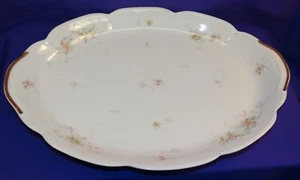 ANTIKE THEO HAVILAND LIMOGES LG PLATTE BLANKO 125 ROSA + WEISSE BLUME BLAUE SCHNÖRKEL - Bild 1 von 8