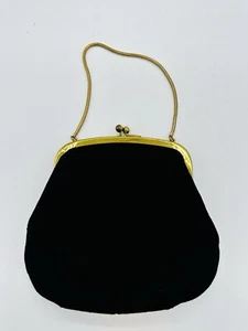 Vintage Black Evening Bag Purse Hand Chain Strap Kiss Lock Ingber - Picture 1 of 13