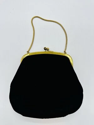 Bolso de Noche Negro Vintage Cartera Cadena de Mano Correa Kiss Lock Ingber Foto 1 de 4