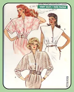 Misses BLUSES Kimono Estilo RARO Butterick 6243 De Colección 1988 Patrón de Costura - Imagen 1 de 4