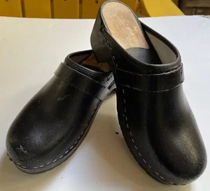 Olsson Clogs schwarz Leder Holz Schweden Clogs Slipper Damen Gr. 38 US 7-8,5 - Bild 1 von 14