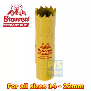 Starrett fast cut bi-metal holesaw 14, 16, 17, 19, 20, 21, or 22mm hole saw - Picture 1 of 14