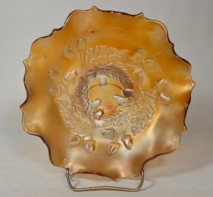 Carnival Glass Bowl Fenton Acorn Pattern Marigold Color - Picture 1 of 7
