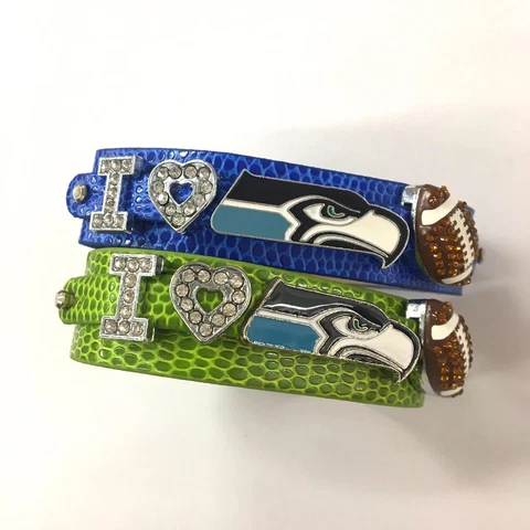 I Love Seattle Seahawks Rhinestone Bracelet / Seahawks Fan Jewelry /NFL Bracelet Cover
