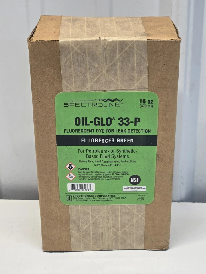 Spectroline NDT OIL-GLO 33-P Fluorescent Leak Detection Dye, Glows Green, 1 Pint - Image 1 of 1