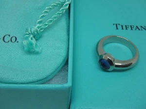 18K White Gold Tiffany & Co. France Bullet Shape Iolite Solitaire Ring size 4 - Picture 1 of 12