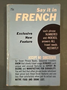 1962 Vintage Say It In French Dover Phrase Book Leon Cohen Small Pocket size - Imagen 1 de 2