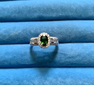 Anillo Premium Tanzania Cromo Natural Turmalina, Circón Blanco Natural - Talla 7 Foto 1 de 4