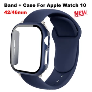 Silicone Band + Case+Glass For Apple Watch Series 10 42mm 46mm Strap Case Cover - Picture 1 of 24