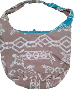 Damen türkis hellbraun Schildkröte Hobo Schultertasche Tasche Außentasche Boho groß Hippie - Bild 1 von 11