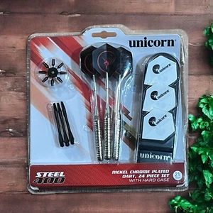 Set Freccette Unicorno Acciaio 400 Nichelato Cromato 24 Pezzi 21 Grammi Con Custodia Nuove - Foto 1 di 5