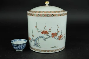 Large Antique japanese Kakiemon design jar blossom tree and birds Meiji 19th C . - Picture 1 of 24