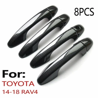 Cubiertas de manija de puerta lateral de fibra de carbono ABS para Toyota RAV4 XA40 2013-18 Foto 1 de 3