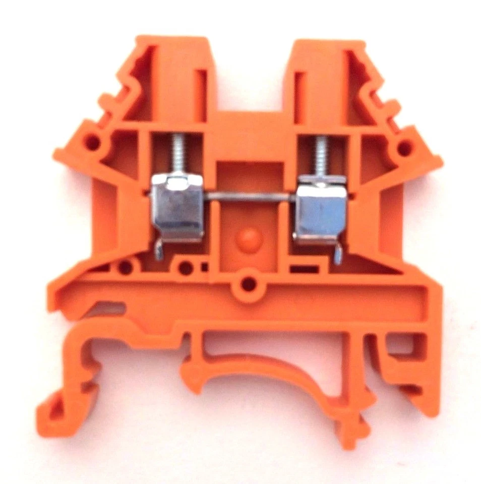 DIN Rail Terminal Blocks 100 Quantity DK2.5N-OR Orange Dinkle 12AWG 20A 600V - Image 1 of 3
