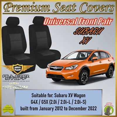 Premium Black Front Seat Covers suitable for Subaru XV Wagon: 01/2012 to 12/2022 - image 1 of 4