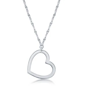 Sterling Silver Open Heart Design Necklace - Picture 1 of 1