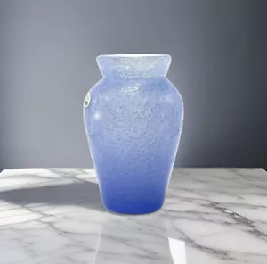 Ryukyu Art Bubble Glass Handblown Vase Periwinkle Sea Blue Okinawa Japan 5” Tall - Picture 1 of 14
