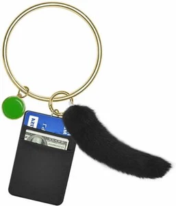 Keychain Bracelet,Wristlet Alloy Key Ring Bangle Circle Card Pocket for Women - Picture 1 of 6