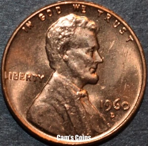 1960 D Large Date Lincoln Memorial Penny Brilliant Uncirculated Cent BU - Picture 1 of 2