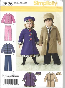 Simplicity Pattern #2526-Toddlers Coats-Jacket-Pants-Hats Sizes 1/2-2-3-4 CUTE! - Picture 1 of 1