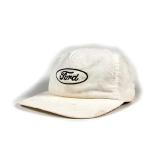 Vintage 90's Ford Trucks White Corduroy Made in USA Snapback Hat - Picture 1 of 10