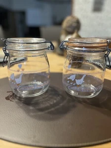 ARC France Glass Jar Canister, Geese, Wire Closure, set of 2, 3/4L - Picture 1 of 7