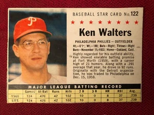 1961 Post Baseball #122 Ken Walters, Philadelphia Phillies - Picture 1 of 2
