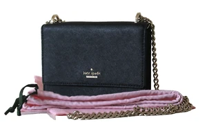 Borsa portafoglio Kate Spade New York Spencer pelle saffiano nera catena NUOVA dust bag - Foto 1 di 6