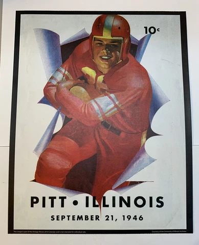 Illinois Fighting Illini v Pitt Football 1946 Program Poster Print 14” x 11” Cover