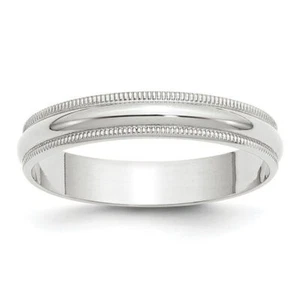 10K Solid White Gold 4mm Milgrain Half Round Classic Wedding Ring - Picture 1 of 132