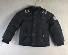 Diesel Jacket Boys 4 Black Full Zip Button Up Puffer Sherpa Logo Hood
