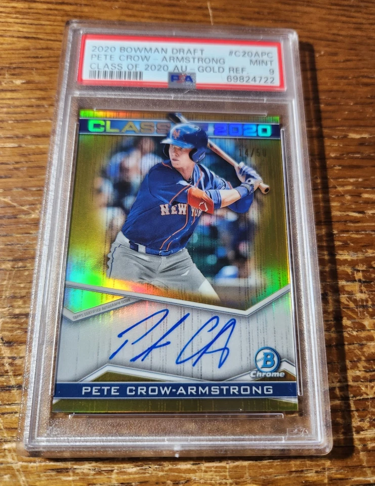 PETE CROW-ARMSTRONG - 2020 BOWMAN CHROME - CLASS 2020 - AUTO GOLD REFRAC - PSA 9 - Image 1 of 1