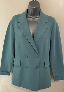 Portmans Blue Knit Double Breasted Blazer Size Large - Picture 1 of 16