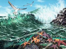 Limited Edition Seascape Giclee "Rockstars" Ocean Wave Starfish By Roby Baer PSA