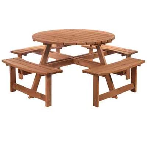 8-Seater Wooden Picnic Set-Fir Wood - Picture 1 of 11