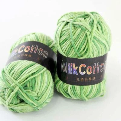AIPYARN 2Ballsx50gr Cotton DK Baby Crochet Yarn Hand-dyed Wool Socks Knitting 03 - Image 1 of 4