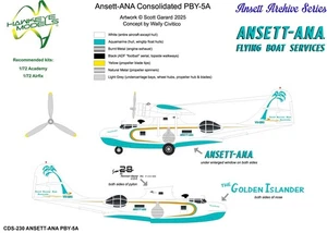 1/72 HAWKEYE Decals; Ansett-ANA Consolidated PBY-5A CATALINA Great Barrier Reef - Picture 1 of 4