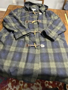 Jessica London Wool Plaid Coat Plus Size 24 Navy Green Black Plaid - Picture 1 of 5
