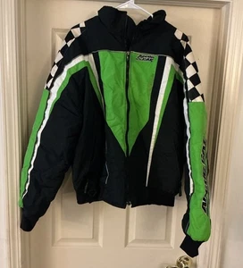 Vintage Arctic Cat Arcticwear Snowmobile Jacket Men’s  XL Black/Green Insulated - Foto 1 di 16