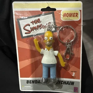 Homer Simpson Bendy Figure Keychain Vintage 2002 #0910 - Picture 1 of 4