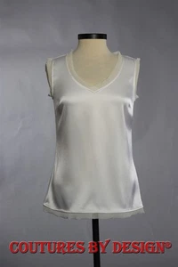 St John Knits Liquid Satin Shell Top Shell blanc vif taille X-Large neuf avec étiquette PDSF 395 $ - Photo 1/2