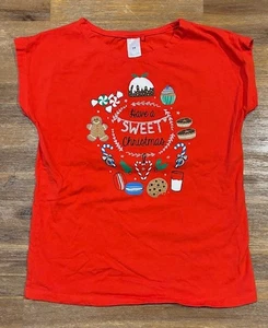 GIRLS Size 12 red Christmas HAVE A SWEET CHRISTMAS t-shirt tee - target 602 - Picture 1 of 2