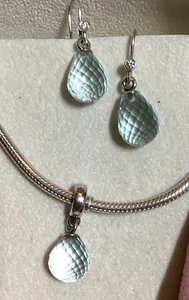 Pandora Ohrringe Compose Mix,Petitte Facetten Blau ,Haken Mit Stein+ Charm - Bild 1 von 5