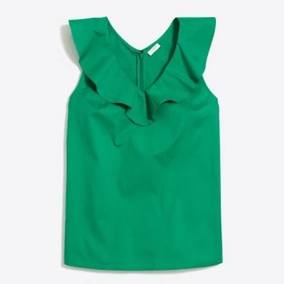 J.Crew Ruffle V-Neck Tank Top Size 00 Kelly Green Sleeveless - Image 1 of 4