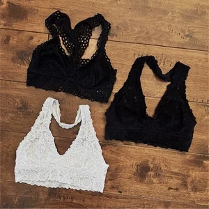 Aerie - Lace Bralettes - 2 Black & 1 White - Lot Of 3 - Size XS - Picture 1 of 11