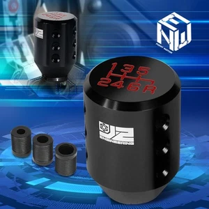 J2 Cylindrical Design 40mm X 55mm 6-Speed Manual Shift Knob+Adapters Kits Black - Imagen 1 de 5