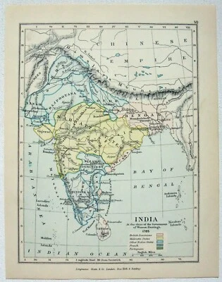 India in 1785 - Antique Map. Printed in 1905 by Longmans Green - Image 1 of 3