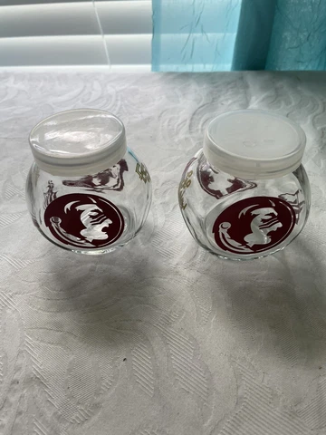 Florida State University FSU Mascot Salt & Pepper Shakers Glass Football Cover