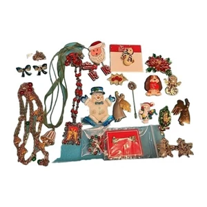 Vintage Weihnachten & Feiertage Schmuck Konvolut Broschen Emaille Strass  - Bild 1 von 8