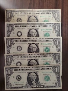 πΊπΈ USA Federal Reserve 1 Dollar 1963B FR-1902 Barr (assortment of 5) 092022-4 - Picture 1 of 5